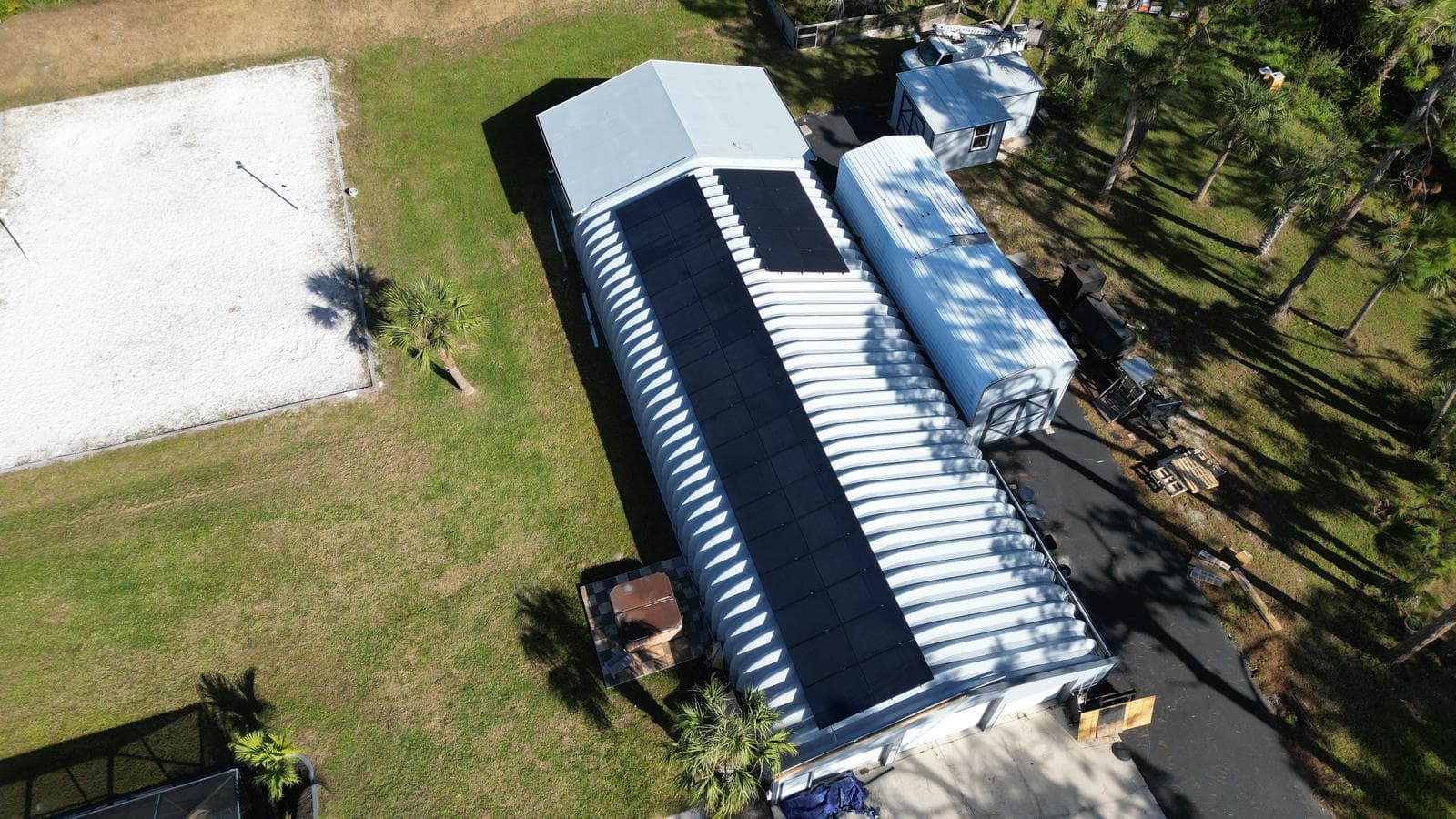 Completed commercial solar installation on metal building by S7 Solar in Southwest FL